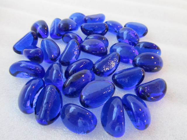 blue glass pebbles