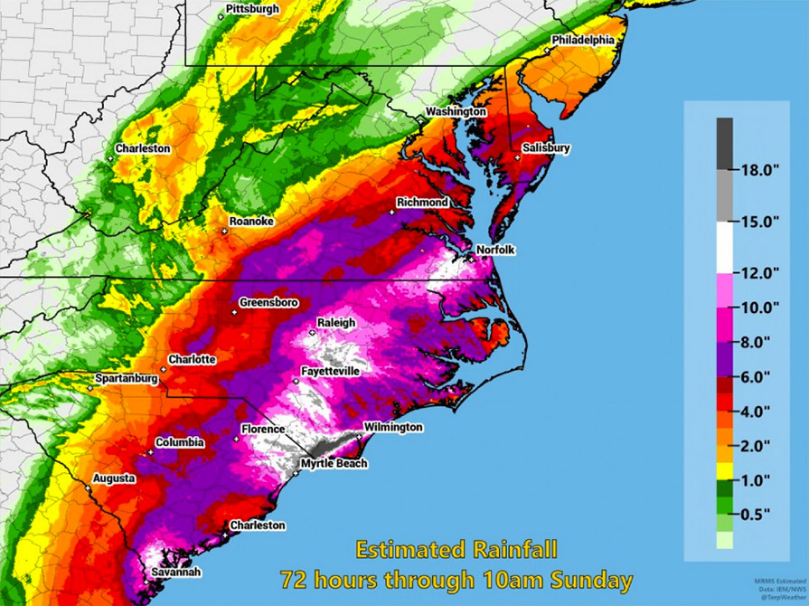 myrtle beach rain totals