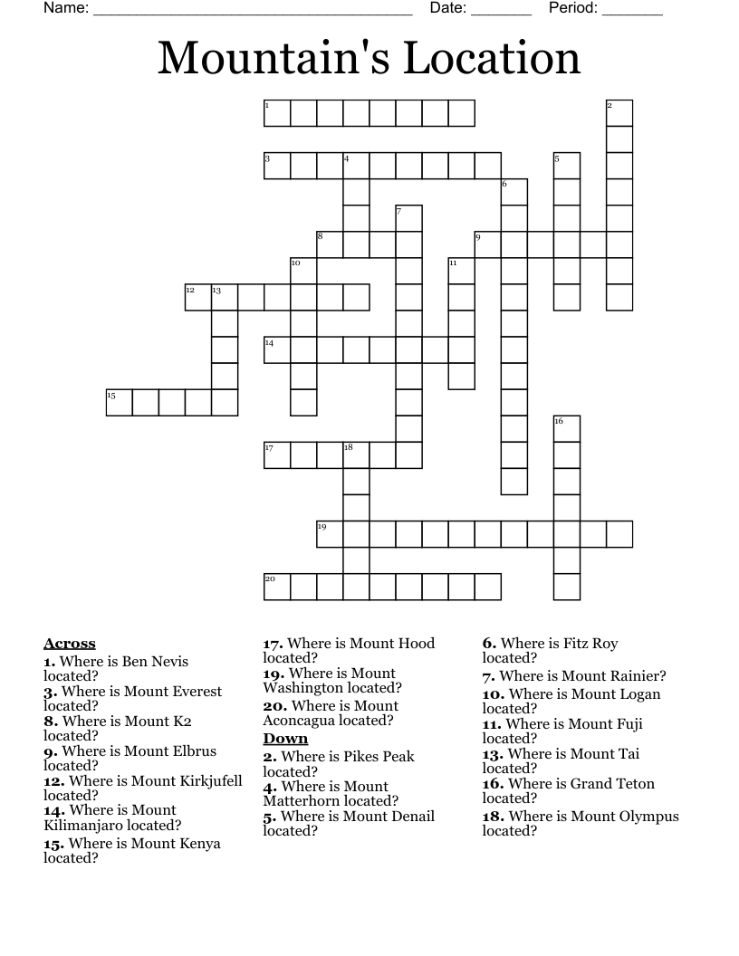 location crossword