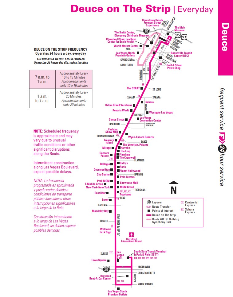 las vegas strip to fremont street map