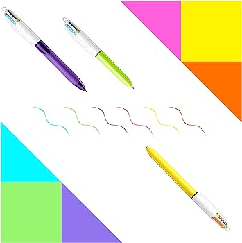 bic 4 colours ball pens purple pen holder of 6