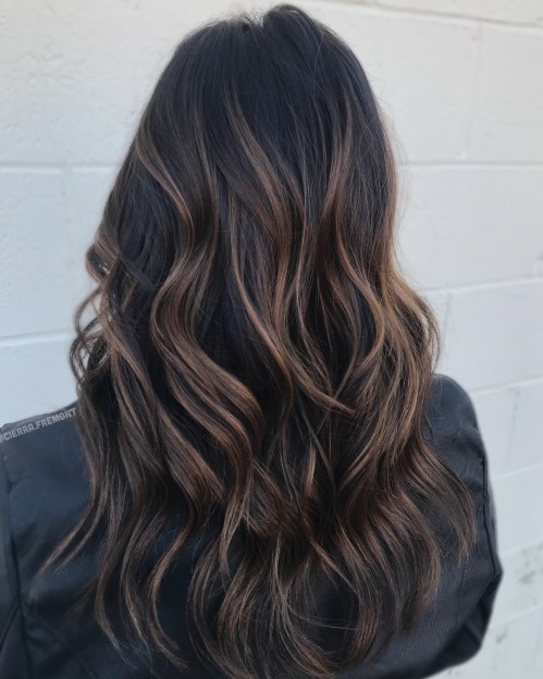 light brown highlights on dark brown hair