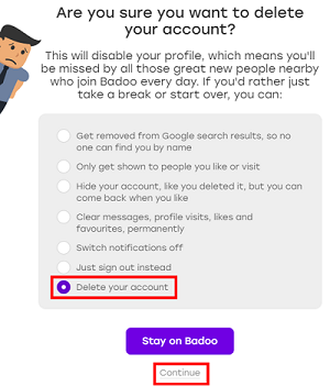 how to cancel badoo account