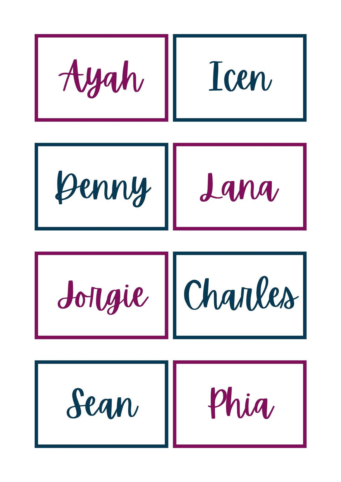 name labels template