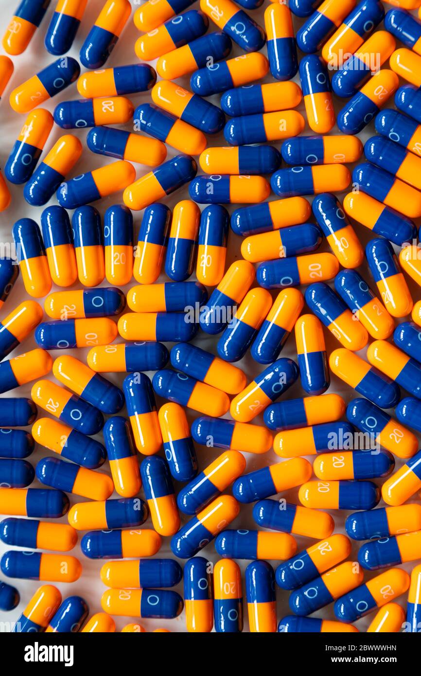 blue and orange pill