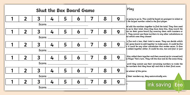 shut the box game instructions