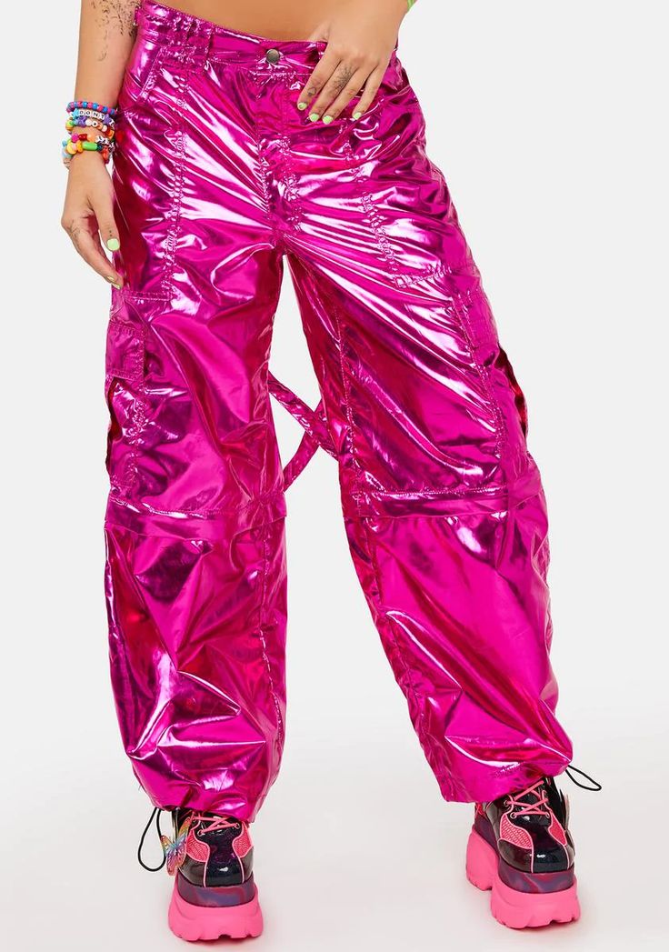 pink holographic pants