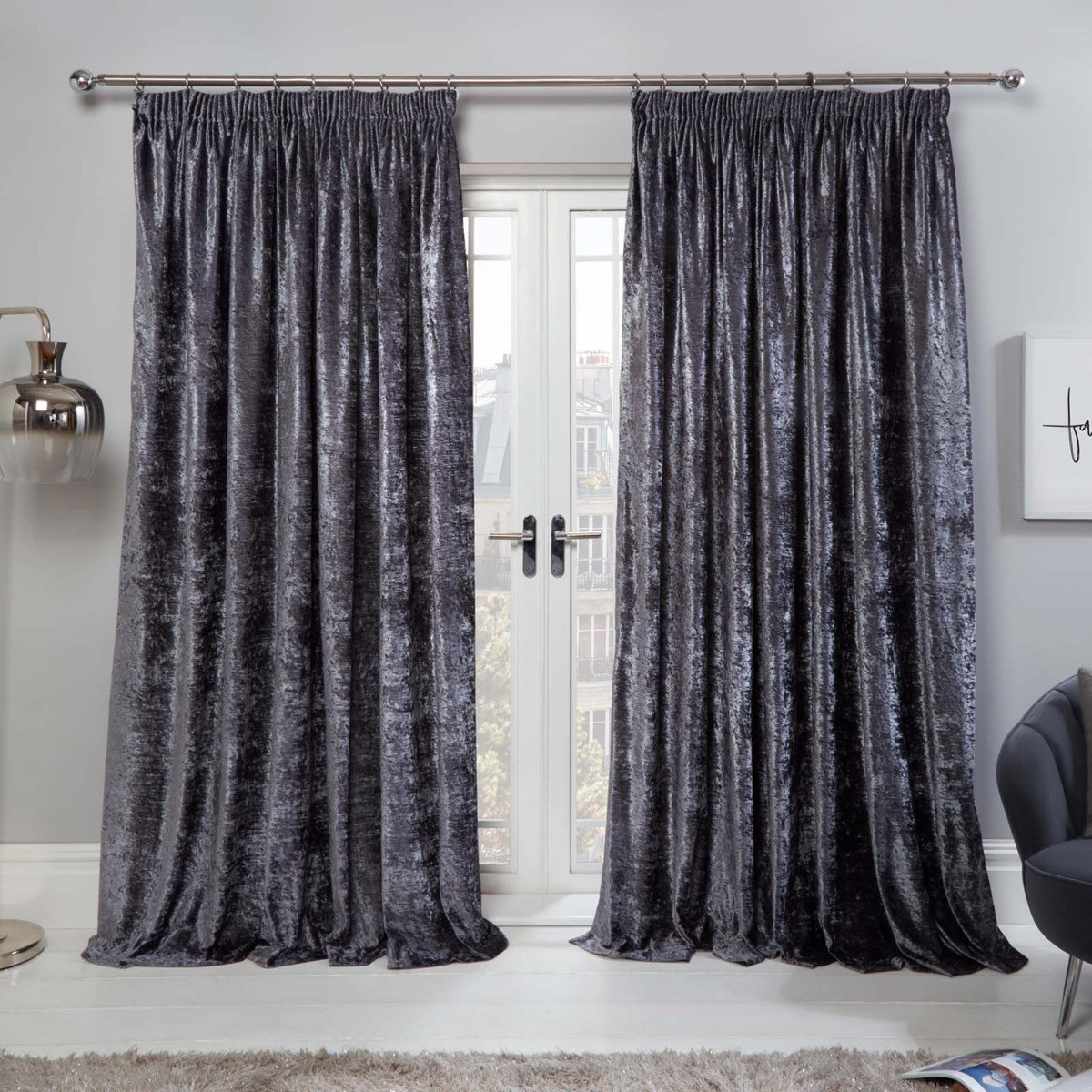 pencil pleat velvet curtains