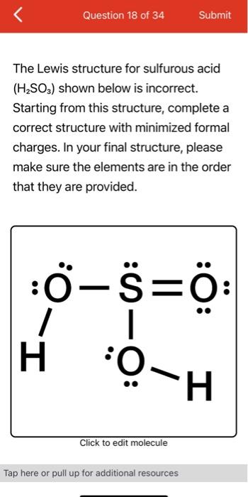 h2so3 lewis structure