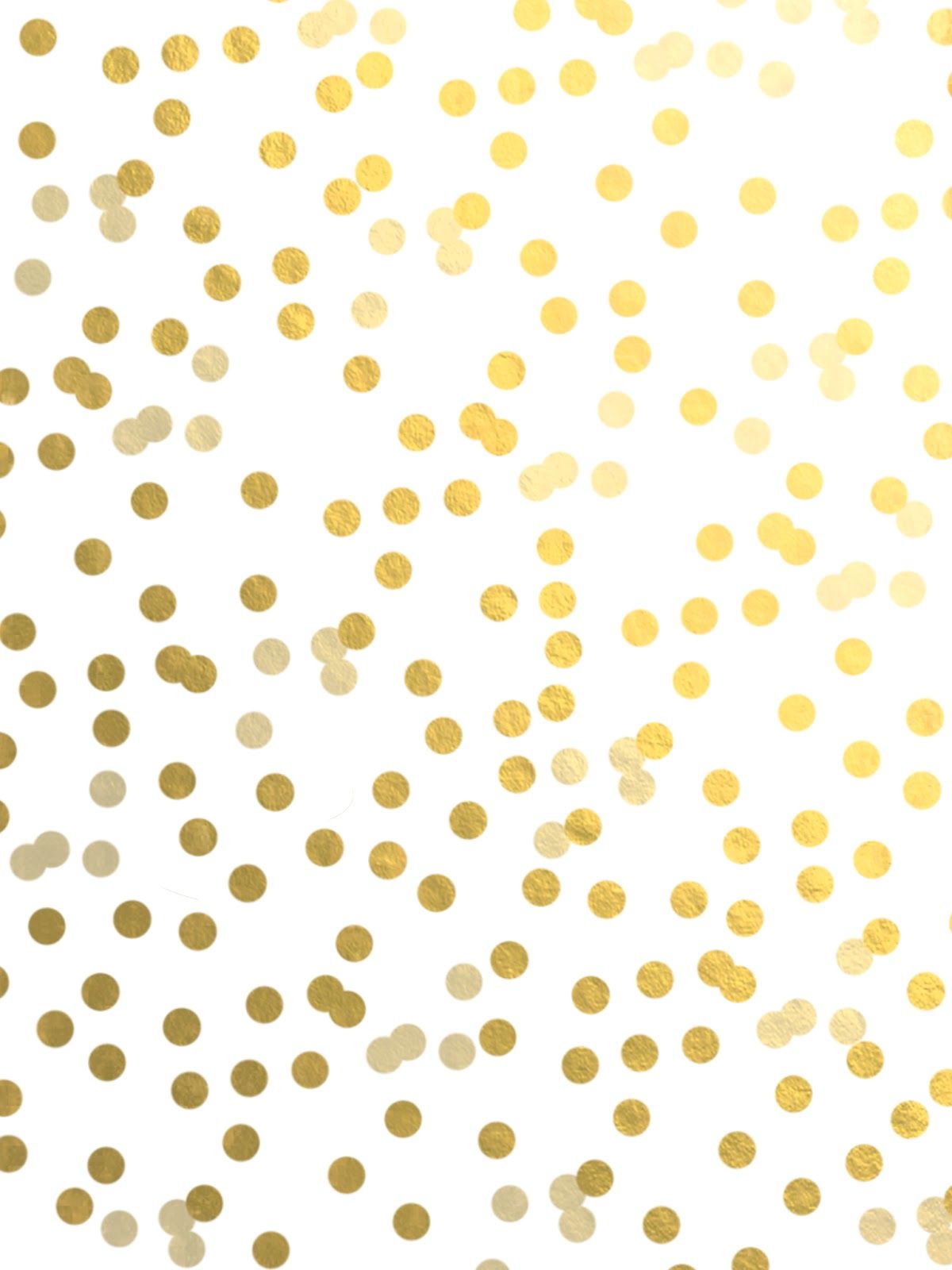 white wallpaper with gold polka dots