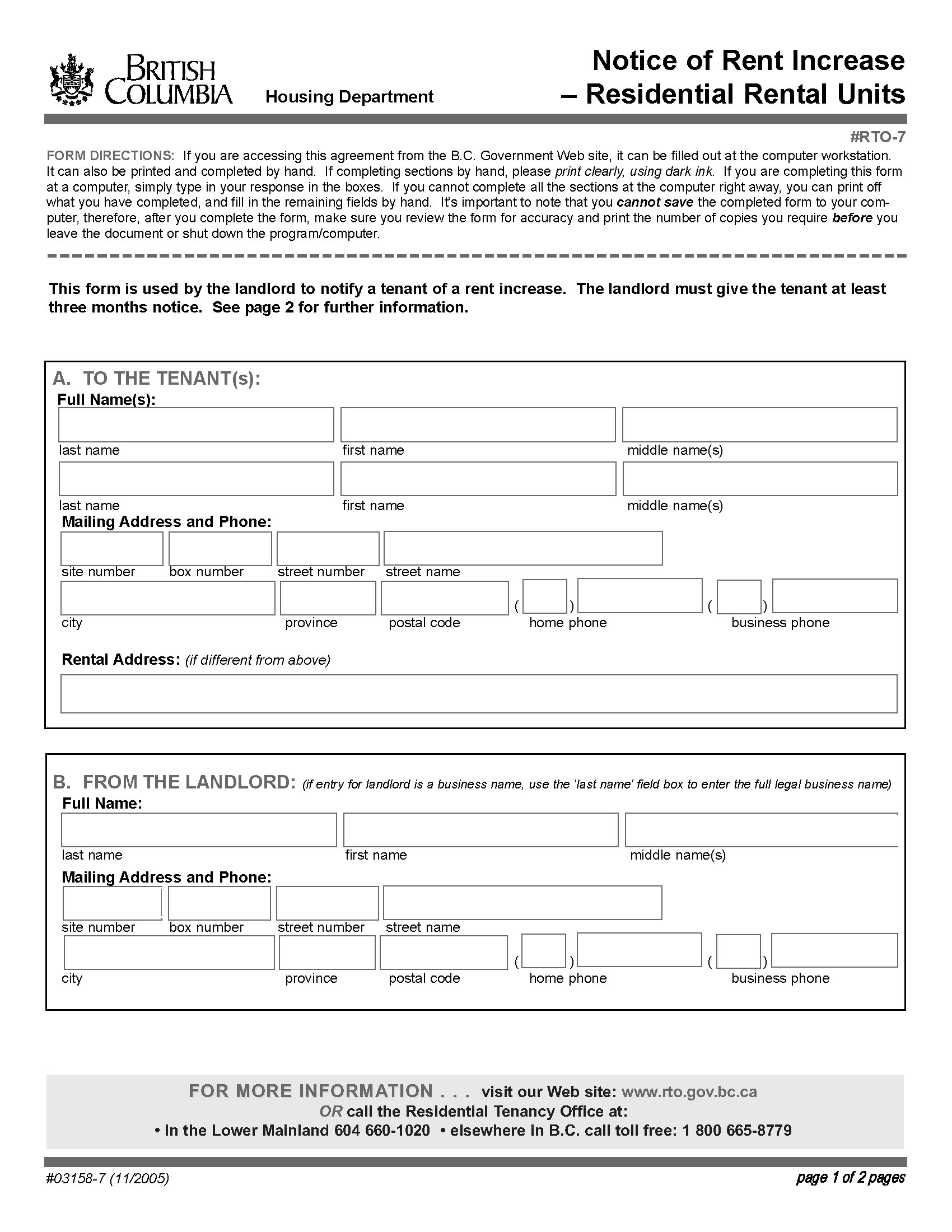 rtb rent increase form