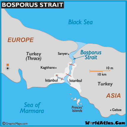 bosphorus strait on world map