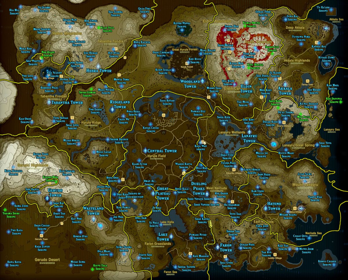 all shrine locations botw map