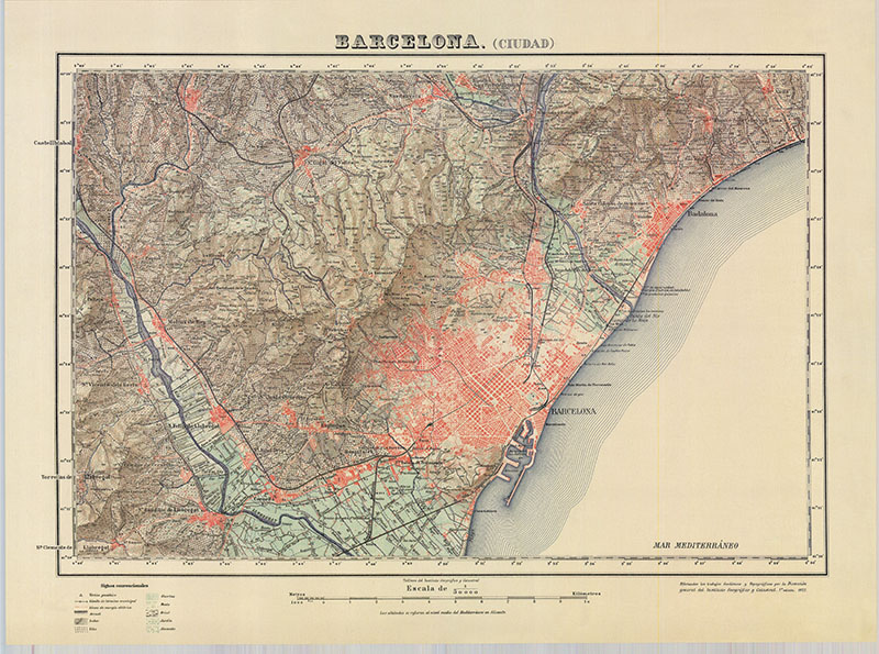 mapa topográfico barcelona