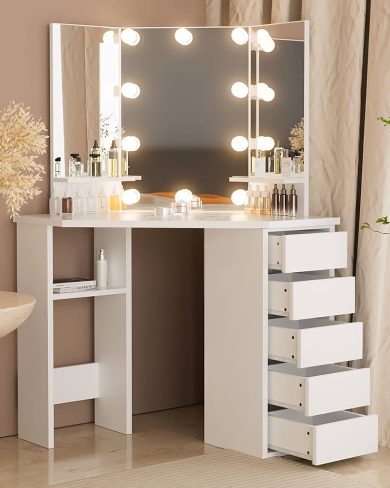 vanity desk with mirror