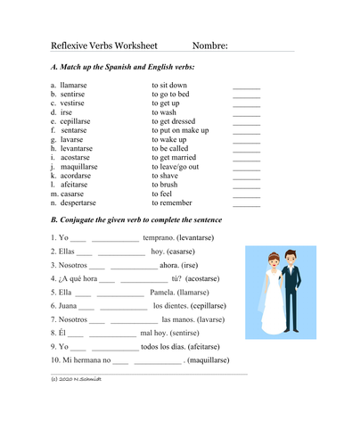 reflexive verbs spanish worksheet