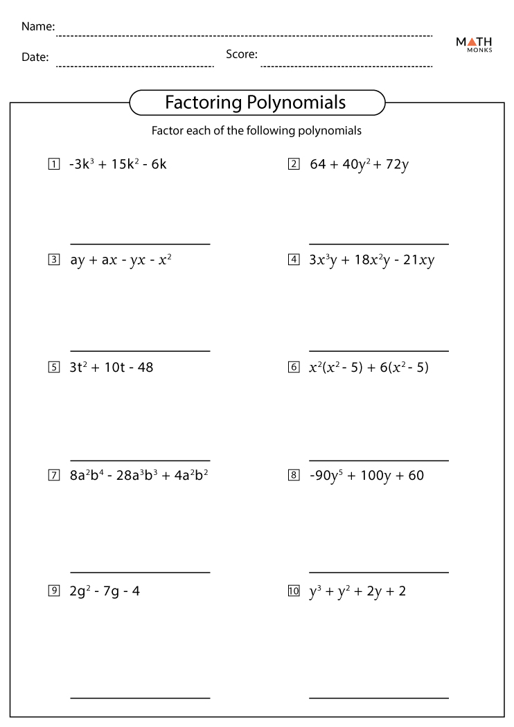 factoring polynomials activity pdf