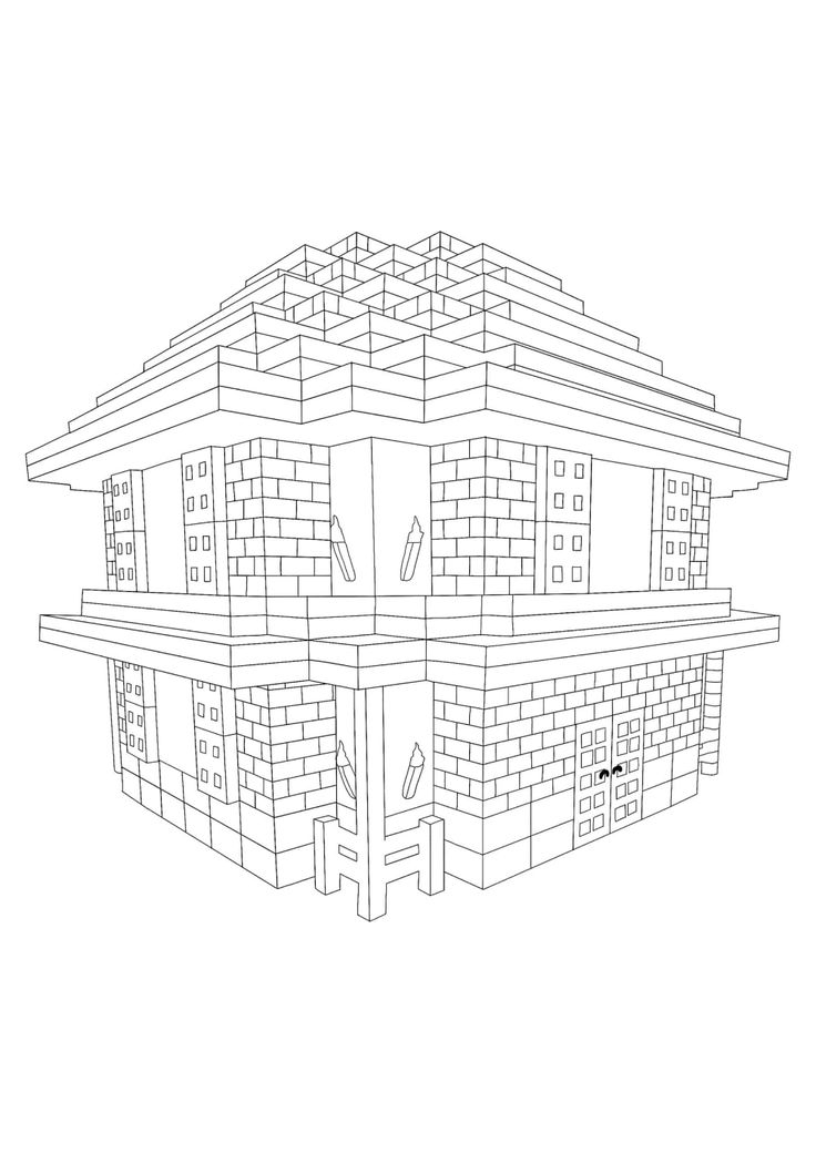 minecraft house coloring pages