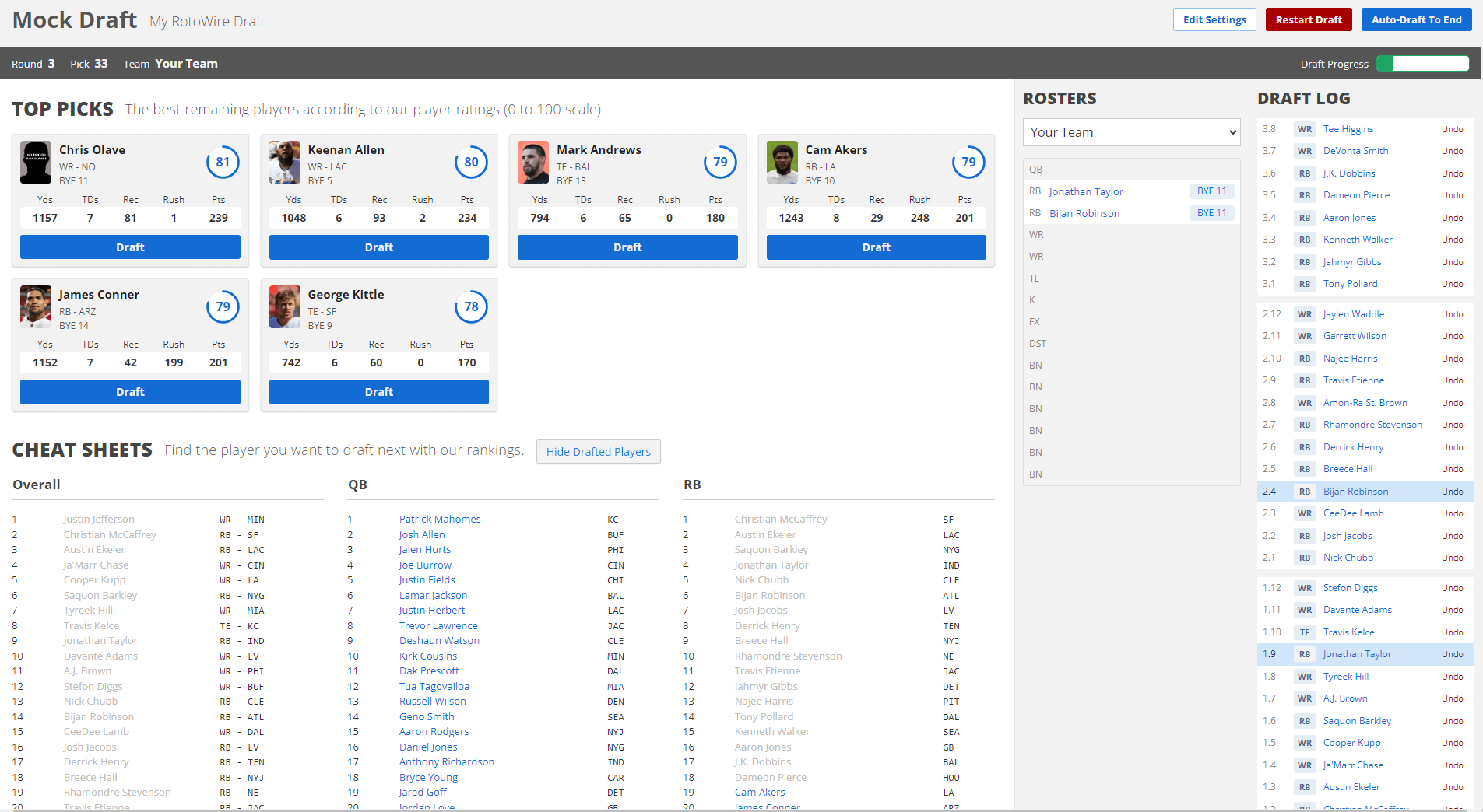 fantasy mock draft