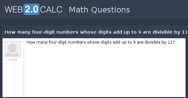 4 digit numbers that add up to 9