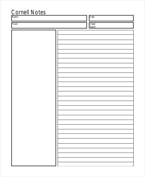 cornell notes template google docs