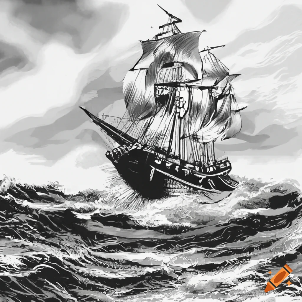 realistic pirate ship drawing