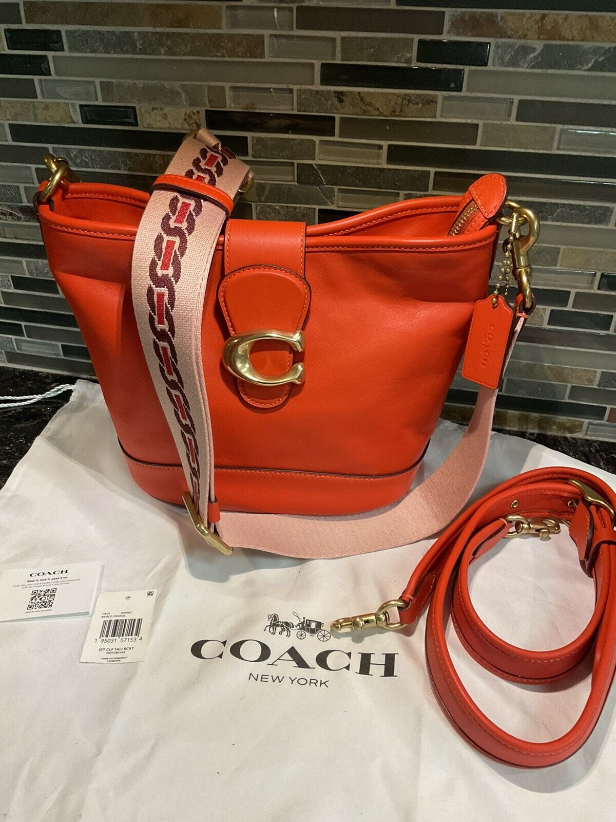 orange coach handbag