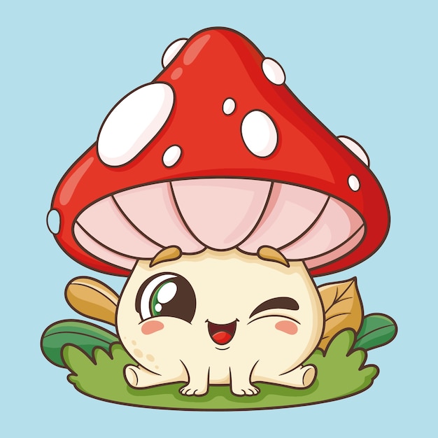 cute cartoon mushroom drawing