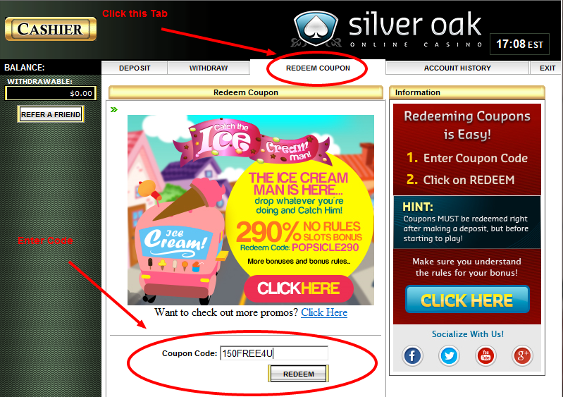 silver oak casino no deposit bonus