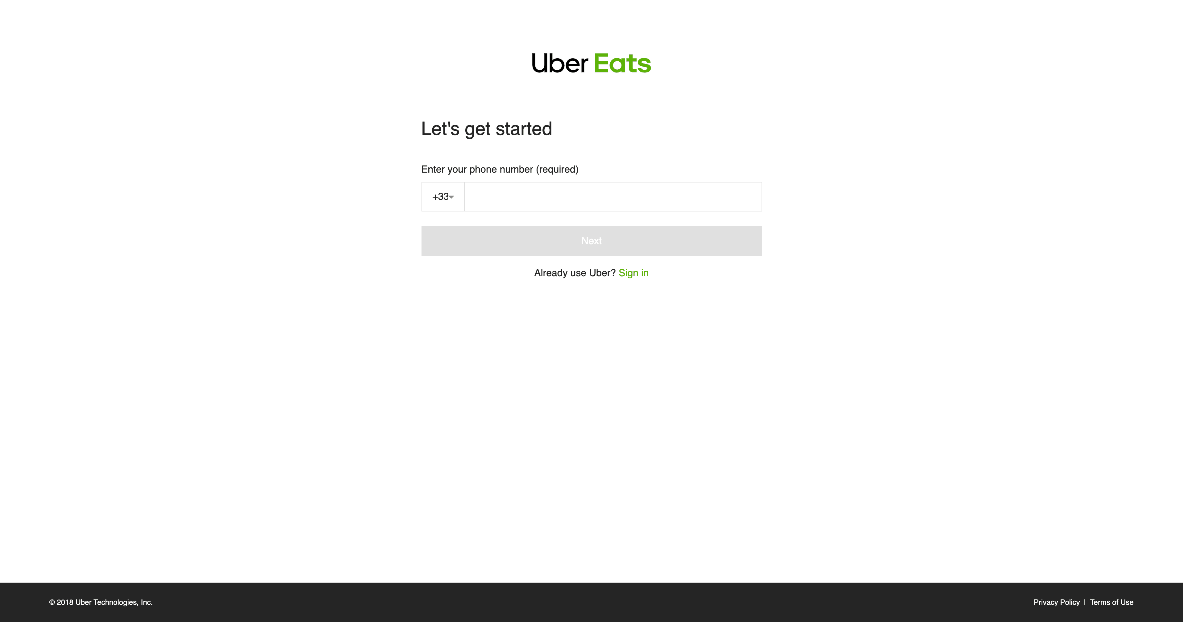 uber eats login in