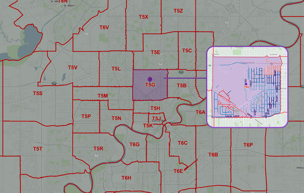 postal codes in edmonton