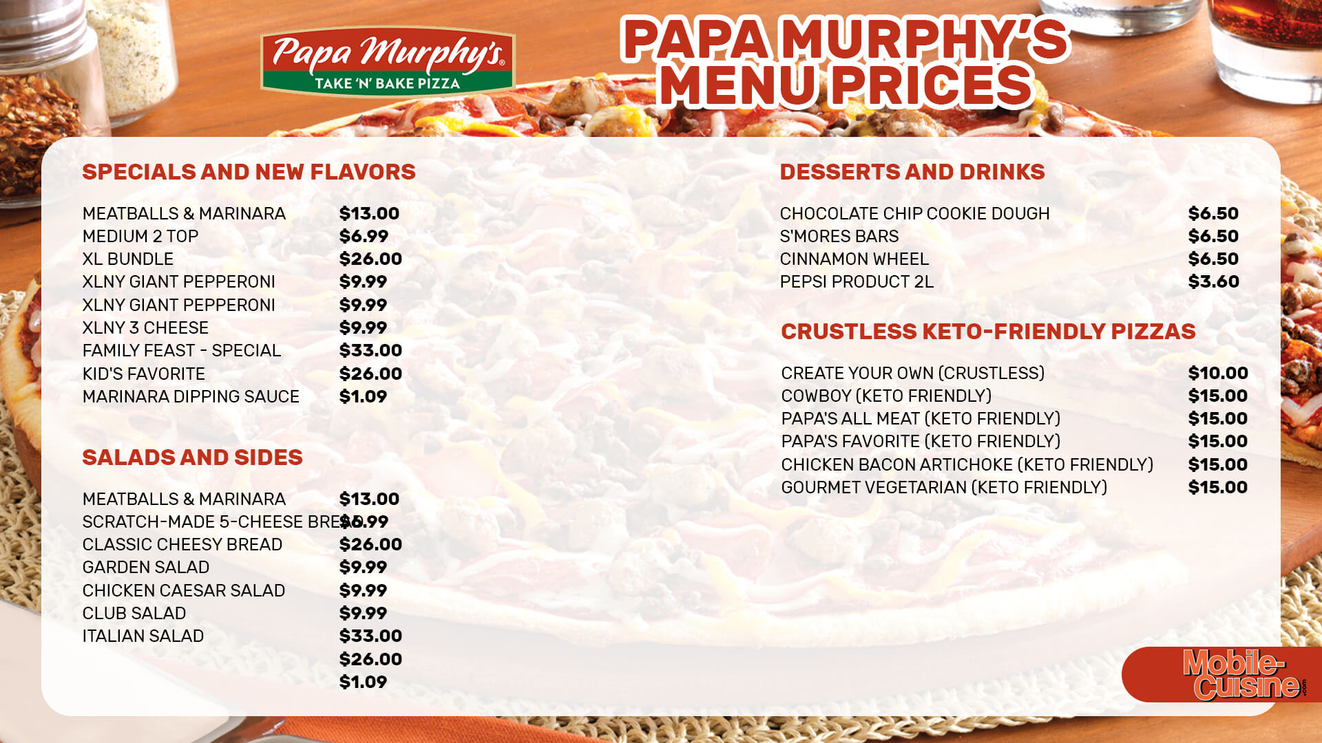 papa murphys menu