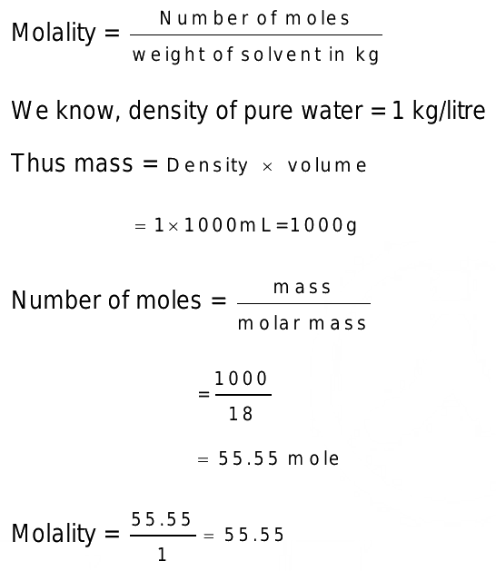 the molarity of pure water is