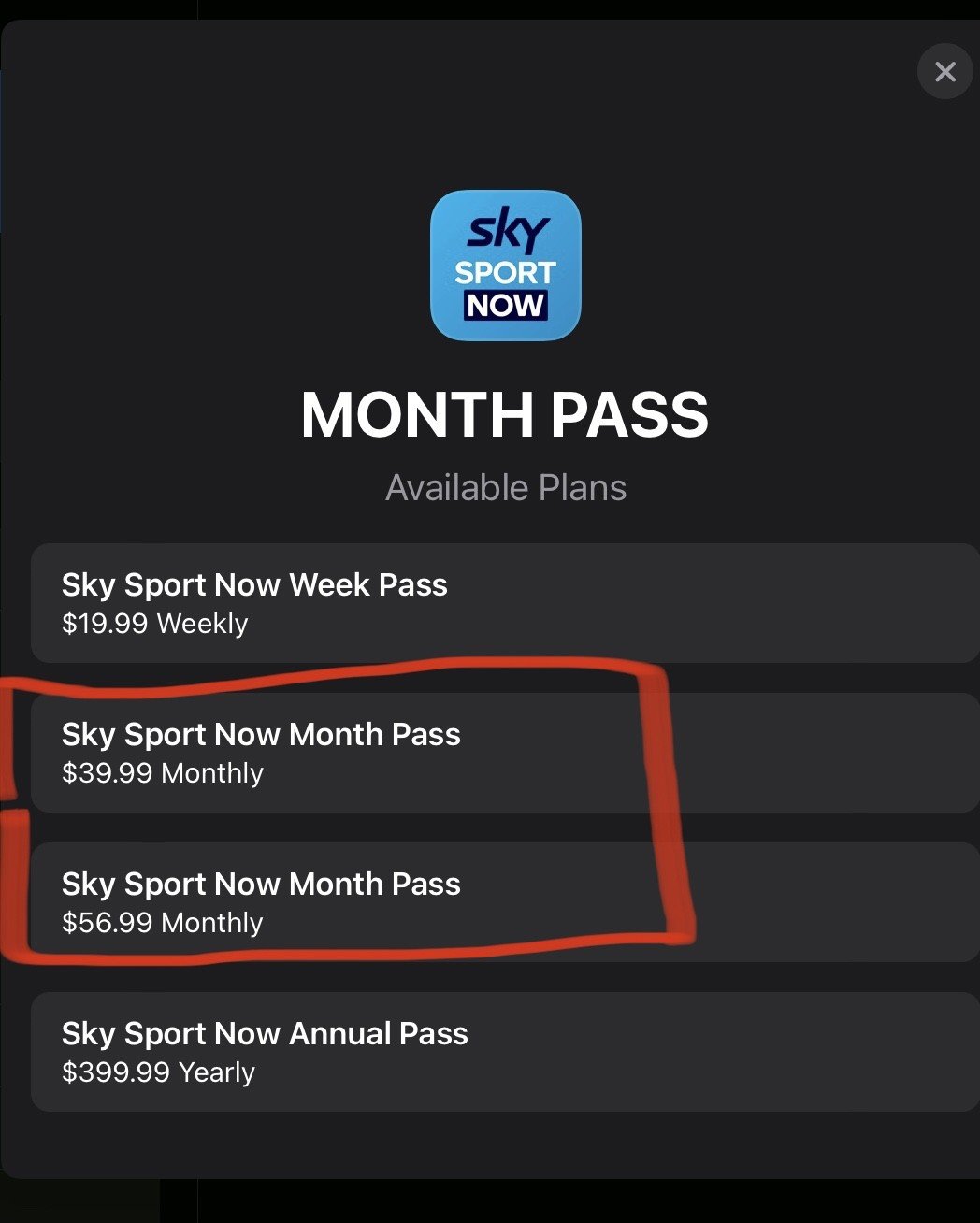 sky sport monthly pass