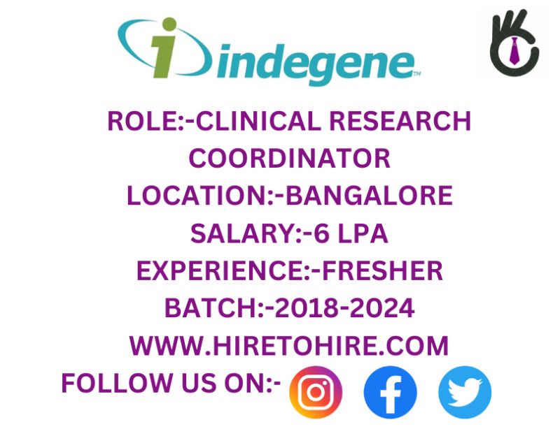 clinical research coordinator jobs in bangalore