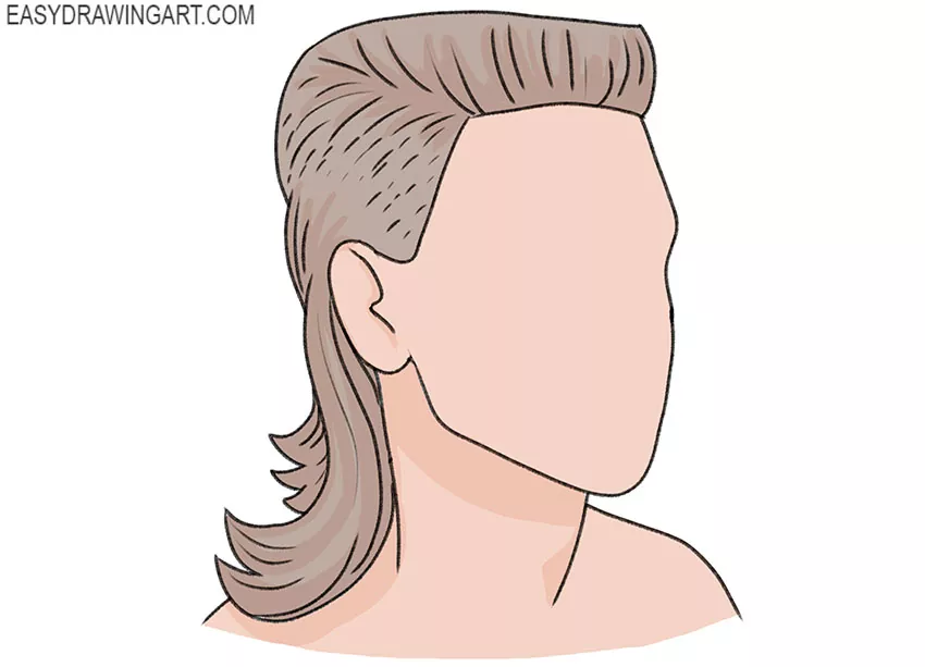 mullet haircut drawing