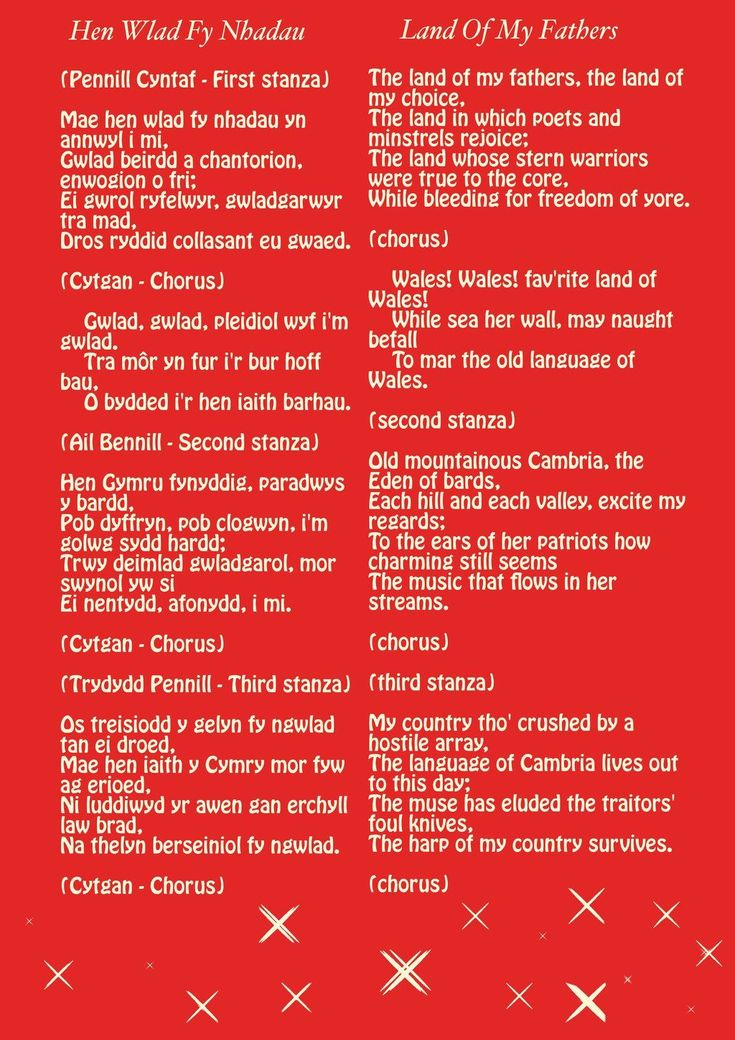 words of the welsh national anthem