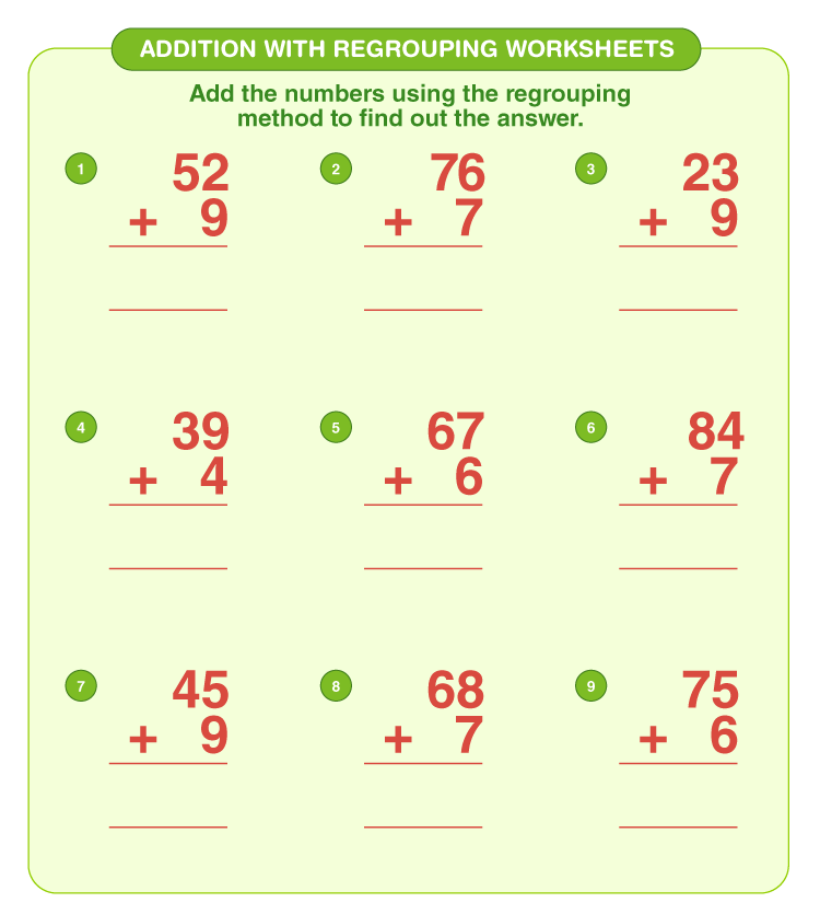 adding with regrouping worksheets