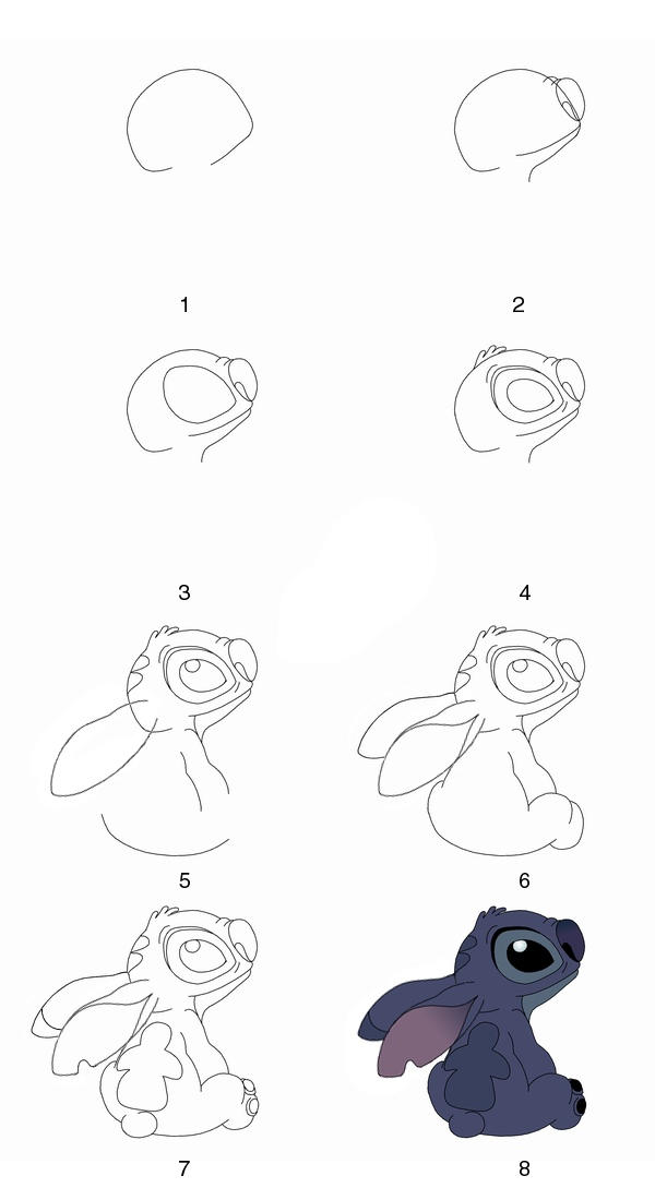 stitch drawing step by step