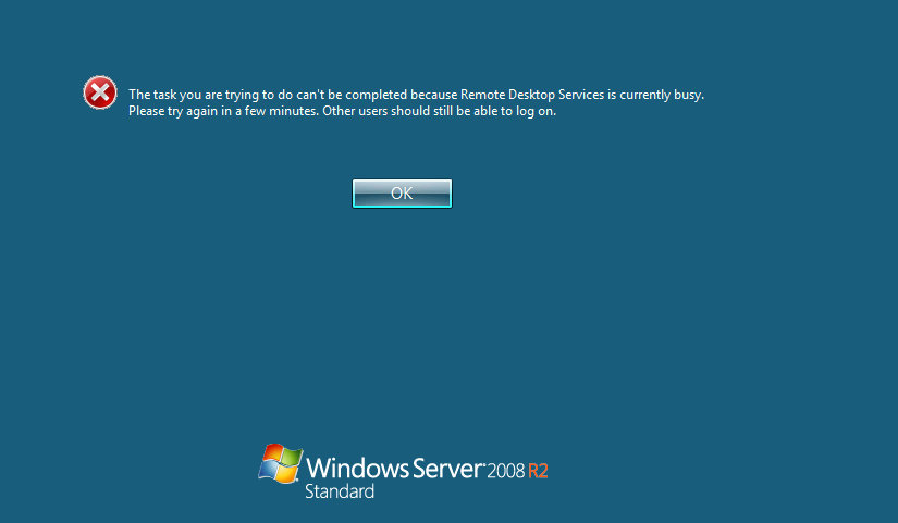 remote desktop services is currently busy
