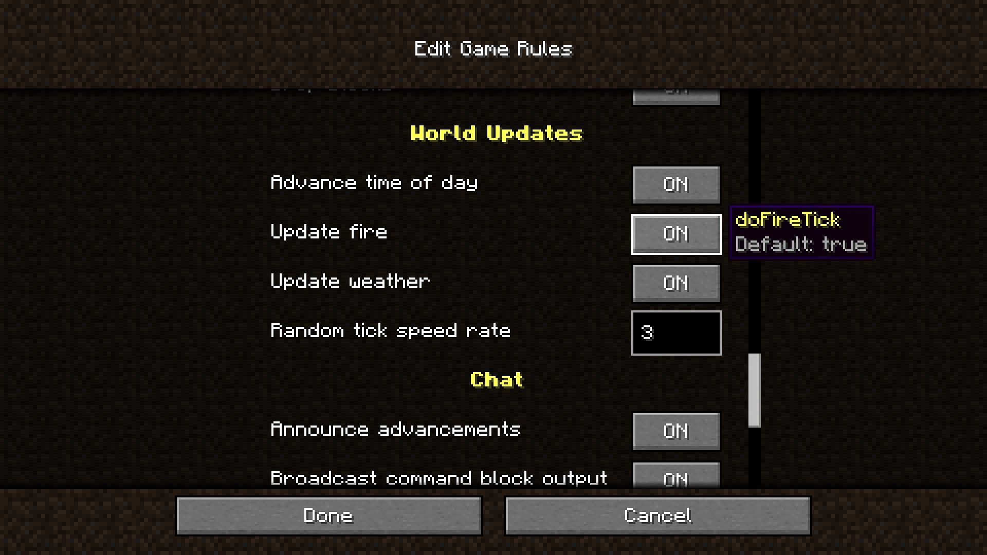 minecraft fire spread command