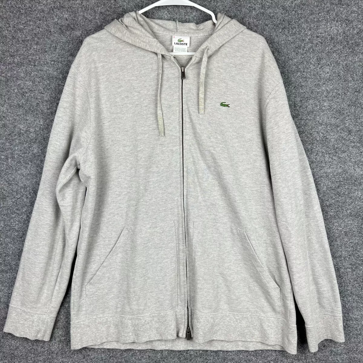 gray lacoste hoodie