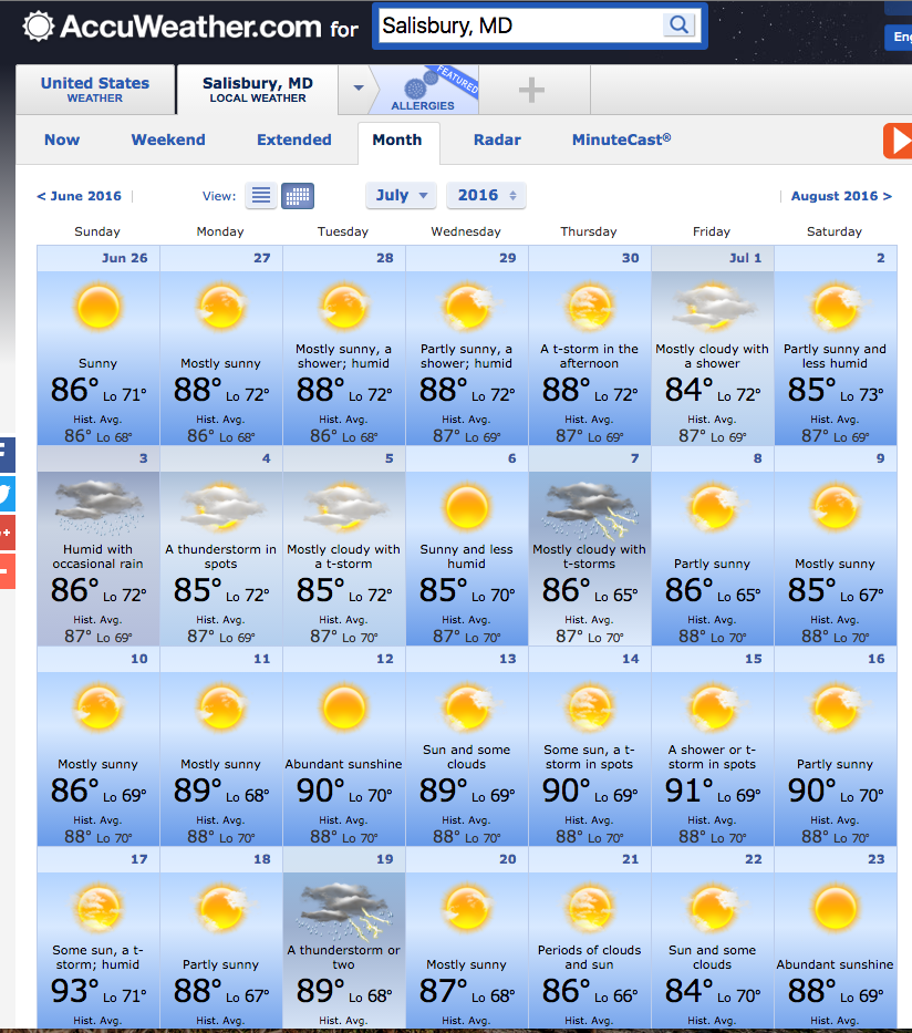 30 day weather forecast