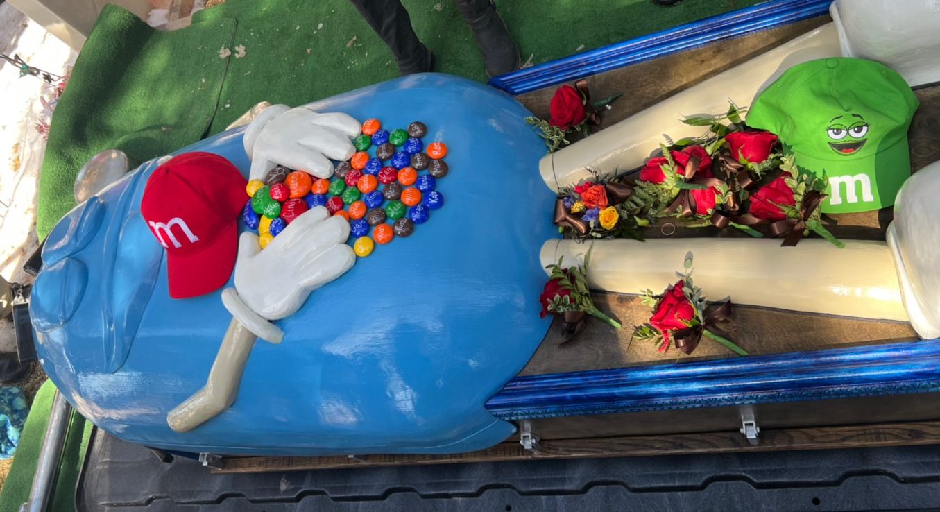 m&m coffin