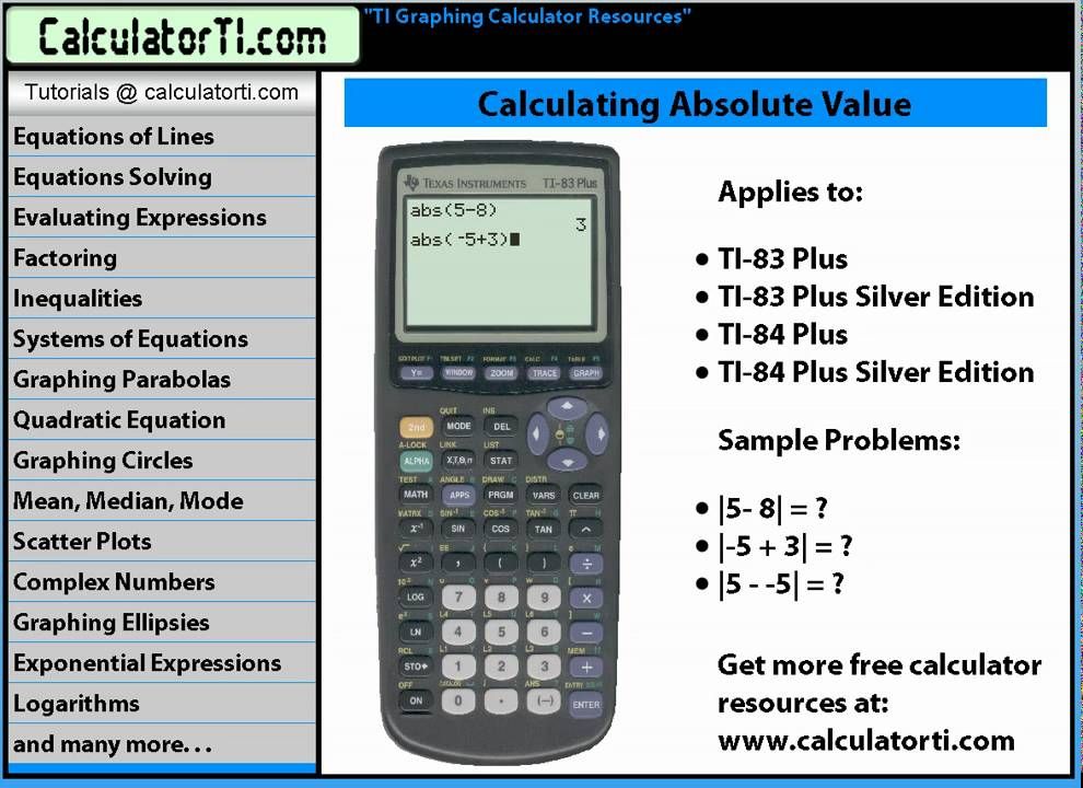 how to graph absolute value on ti 84