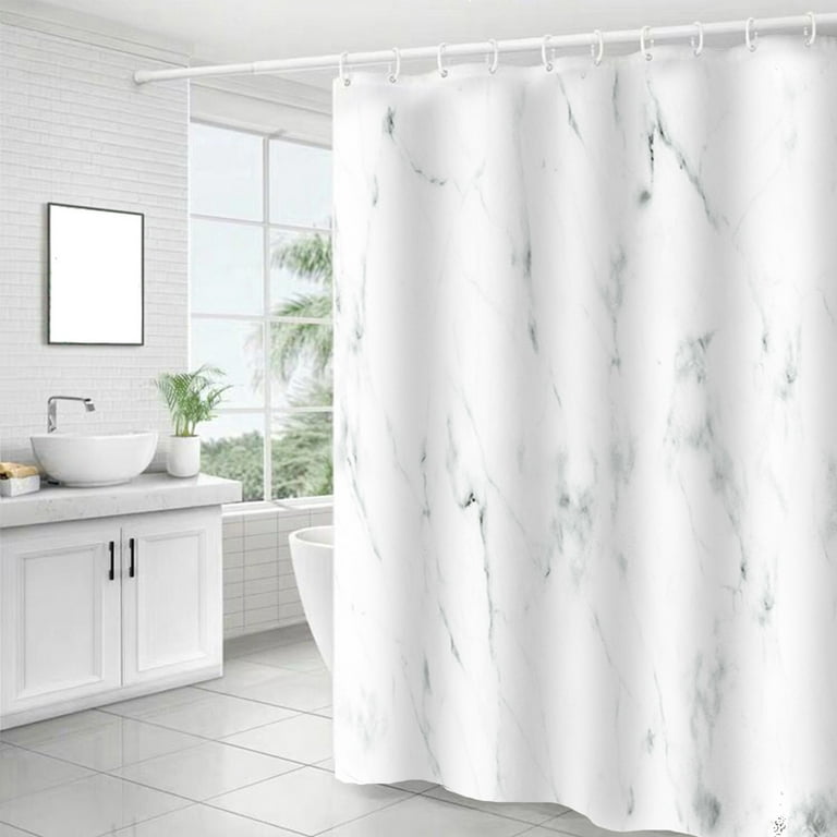 gray and white shower curtain