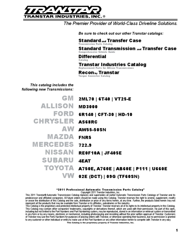 transtar transmission parts catalog