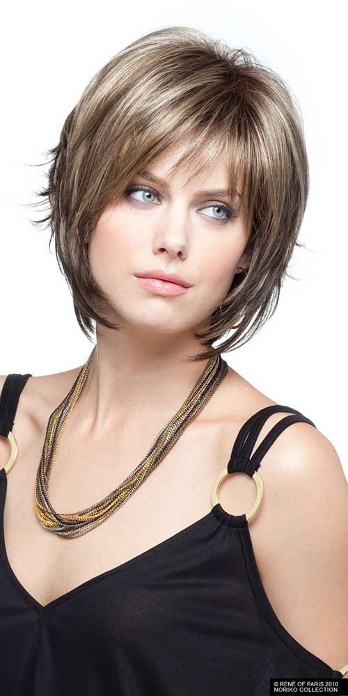 medium layered bob with bangs