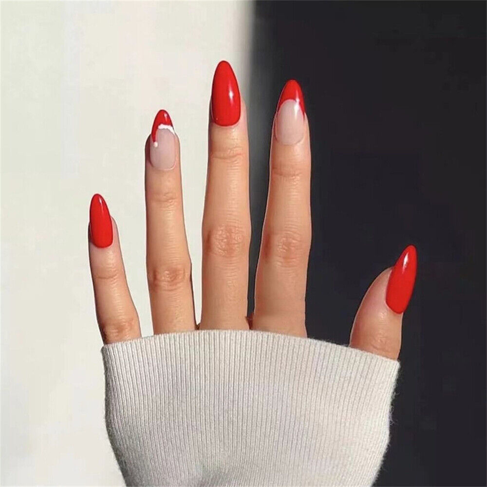 almond red nails