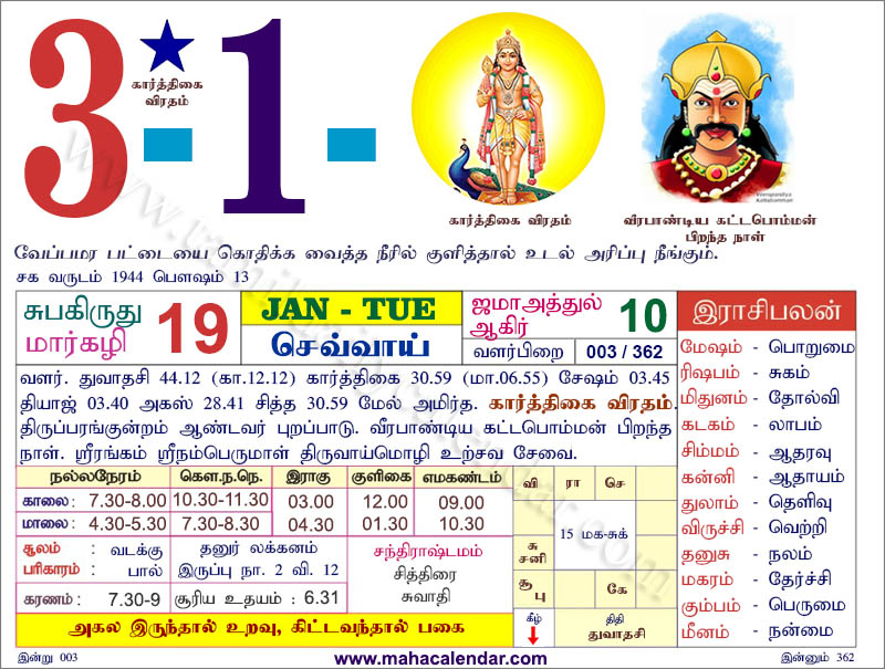 todays tamil calendar